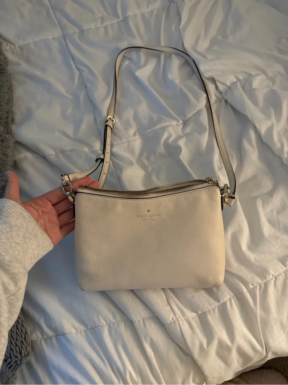 kate spade Pebbled Leather Cream Crossbody Bag